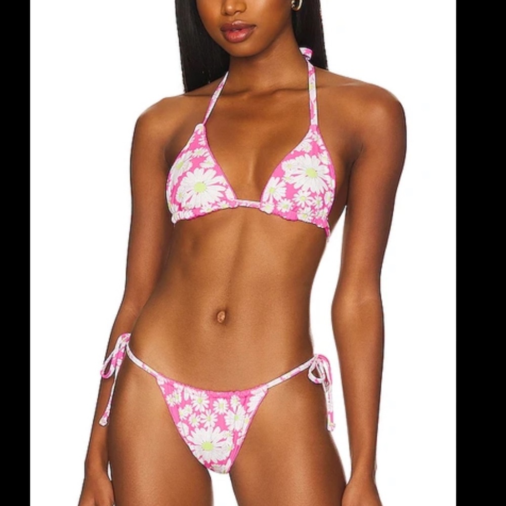 {LoveShackFancy x Hurley} Brand New Cotton Candy Reversible Eyelet Bikini SET - Picture 5 of 16